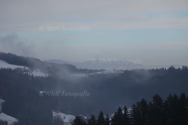 Nebel bedeckte Hügel